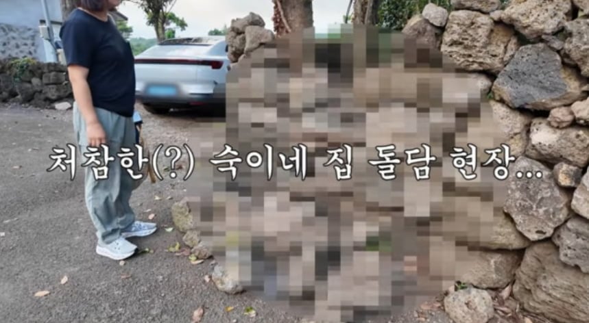 방송인 김숙이 230평 규모의 제주도 집에서 돌담이 무너지는 사고를 겪었다. / 사진=김숙 유튜브 채널